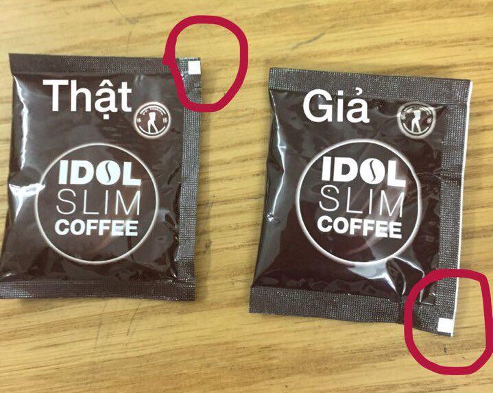 phân biệt cafe giảm cân idol thật giả qua vạch trắng trên gói cafe